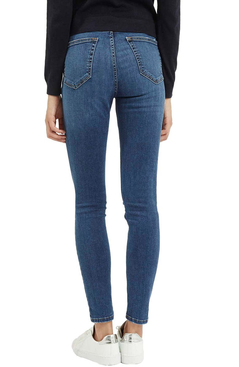 Topshop Jamie Ripped High Waist Ankle Skinny Jeans, Alternate, color, 