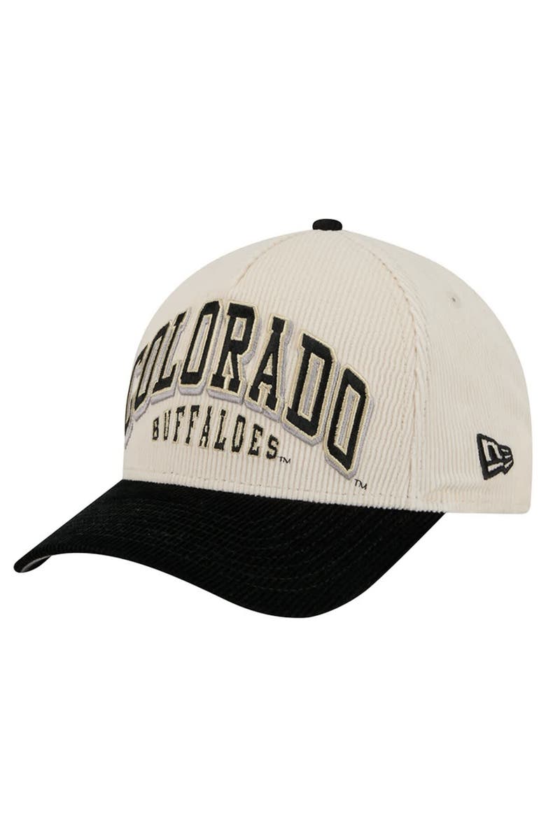 New Era Men's New Era Black/Cream Colorado Buffaloes Arch Two-Tone Corduroy 9FORTY A-Frame Adjustable Hat, Main, color, Black