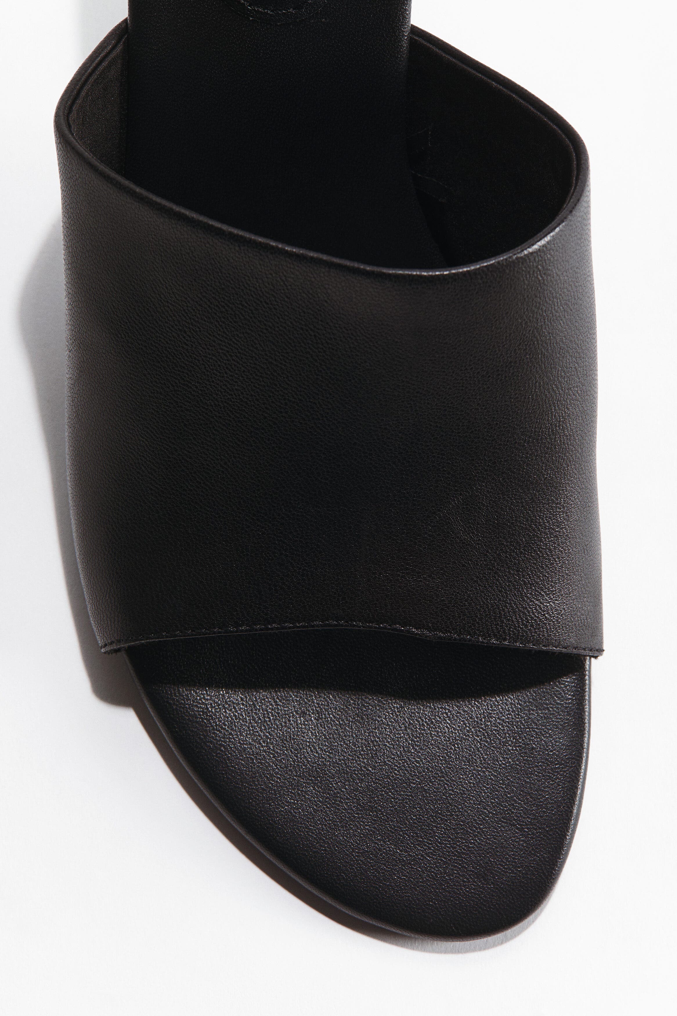 H&M Heeled Leather Sandals, Alternate, color, Black