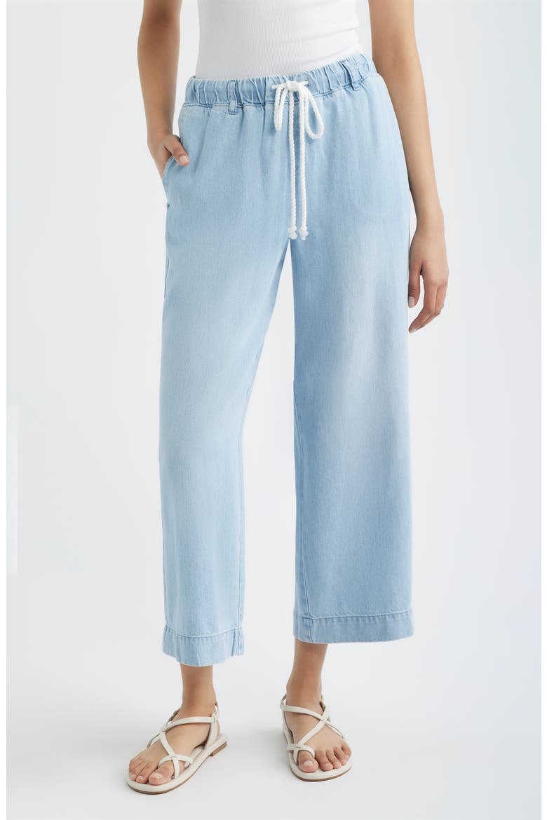 Wide Leg Crop Denim Pants, Main, color, COOL CAPRI WASH