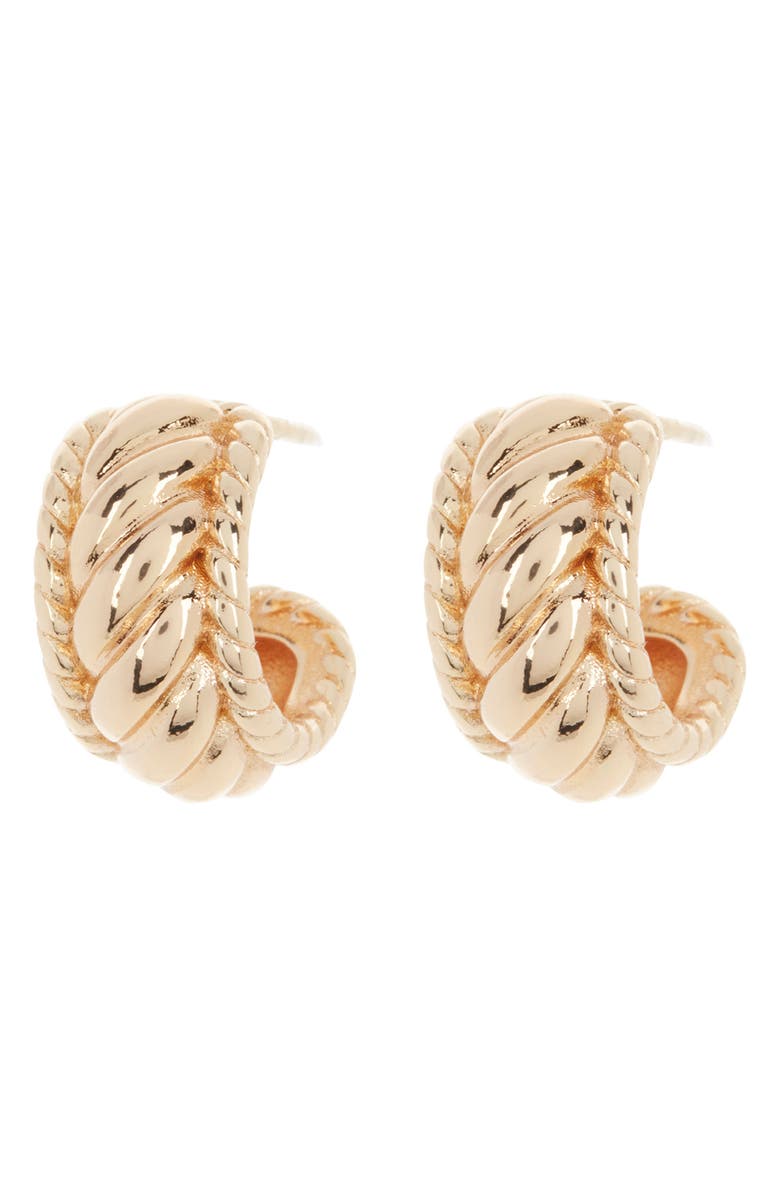 Sterling Forever Kalina Quilted Huggie Hoop Earrings, Main, color, Gold