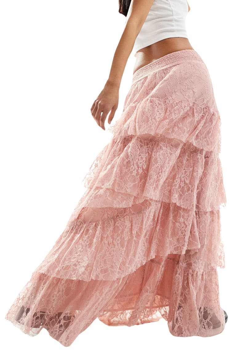 Tiered Lace Maxi Skirt, Alternate, color, LIGHT PINK