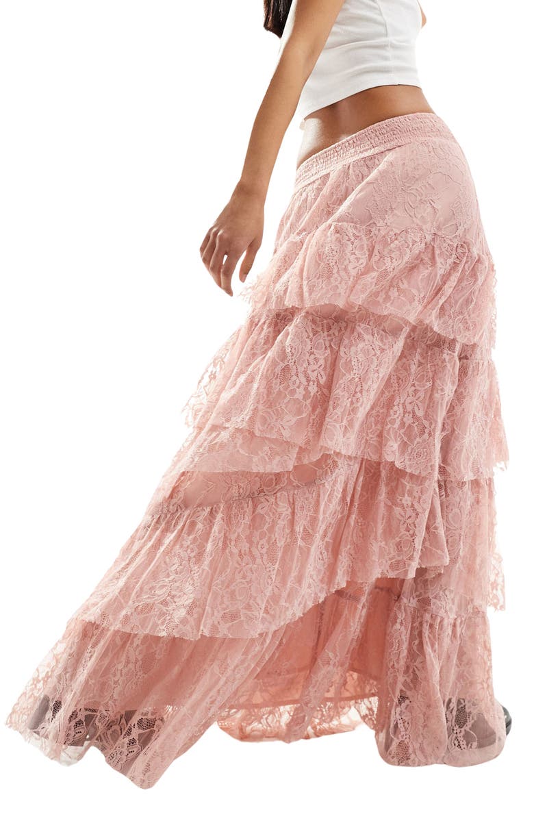 Miss Selfridge Tiered Lace Maxi Skirt, Alternate, color,
