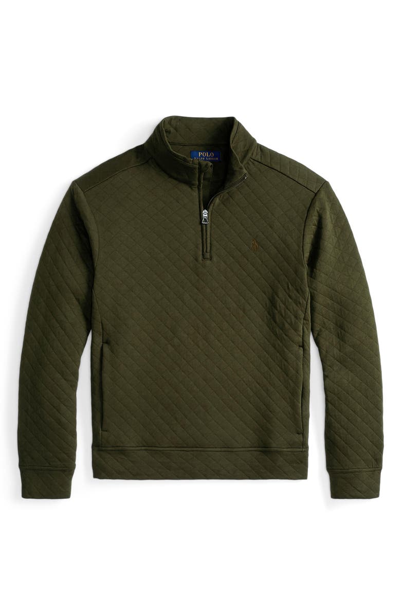 Polo Ralph Lauren Micro Quilted Cotton Quarter Zip Pullover, Alternate, color, Company Olive