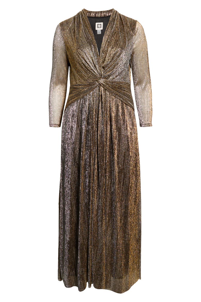 gold twist front maxi dress Metallic Twist Front Long Sleeve Maxi Dress (Women)