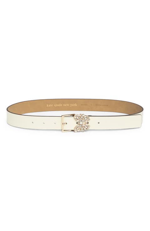 32mm rhinestone flower metal buckle belt