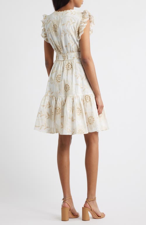 Anne Klein Embroidered Eyelet Cotton Ruffle Dress