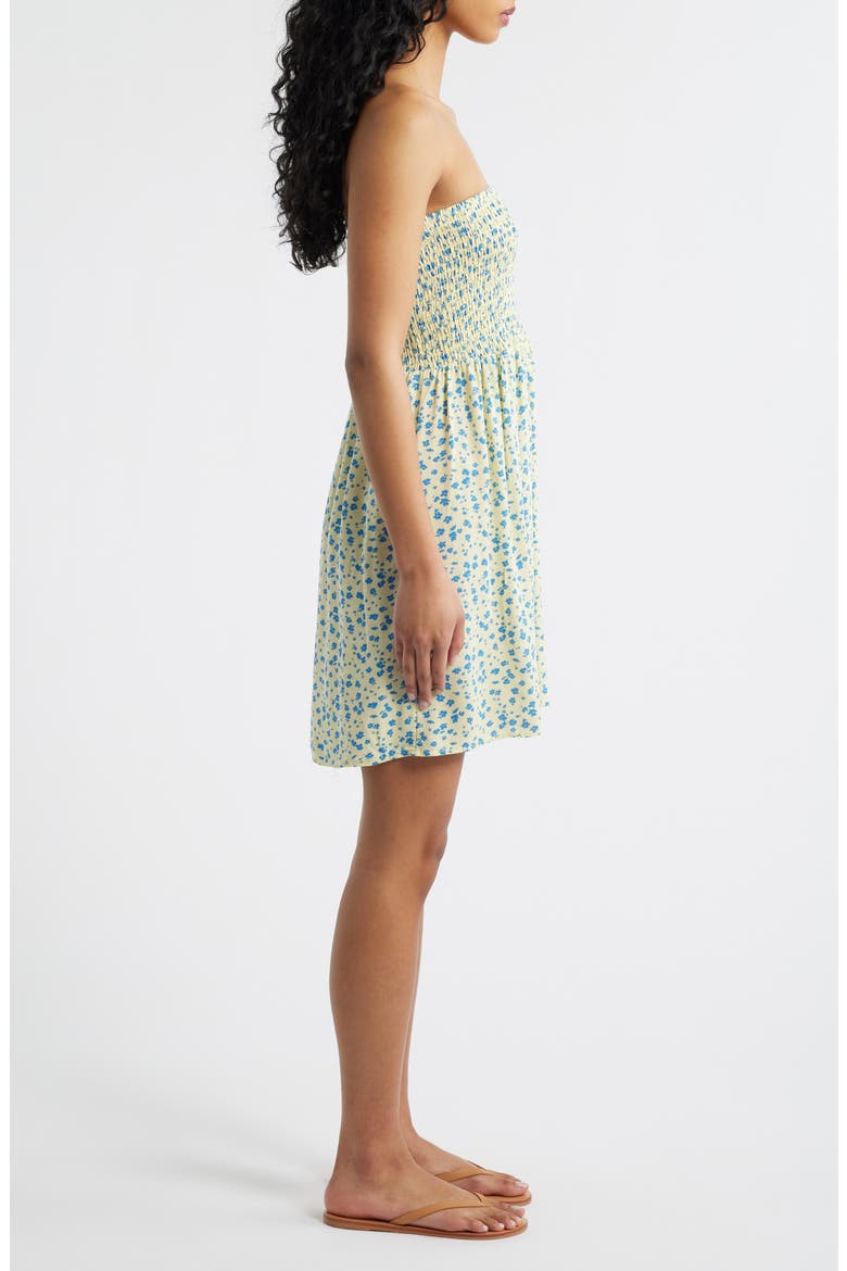 Surf Side Smocked Strapless Minidress, Alternate, color, LIGHT YELLOW
