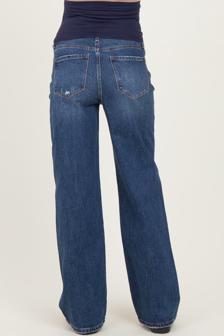 Dark Wash Wide Leg Maternity Jeans, Alternate, color, Navy Blue