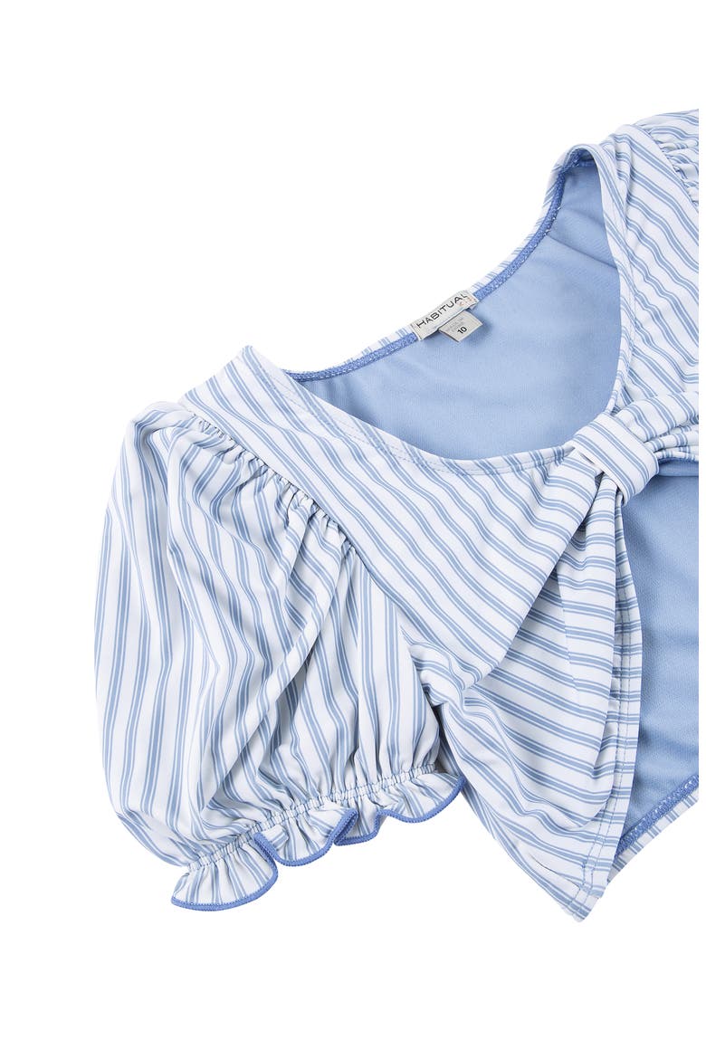 Habitual Kids' Puff Sleeve Stripe Two-Piece Swimsuit, Alternate, color, STRIPE