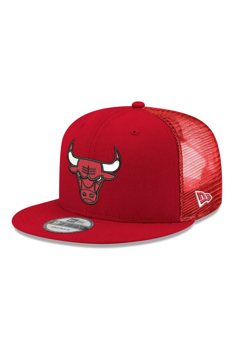 Men's New Era Red Chicago Bulls Core Logo Meshback 9FIFTY Snapback Hat, Main, color, Red