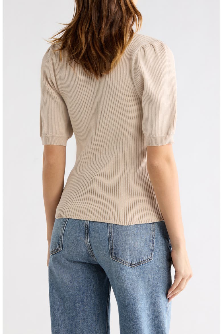 Square Neck Puff Sleeve Sweater, Alternate, color, CHAMPAGNE