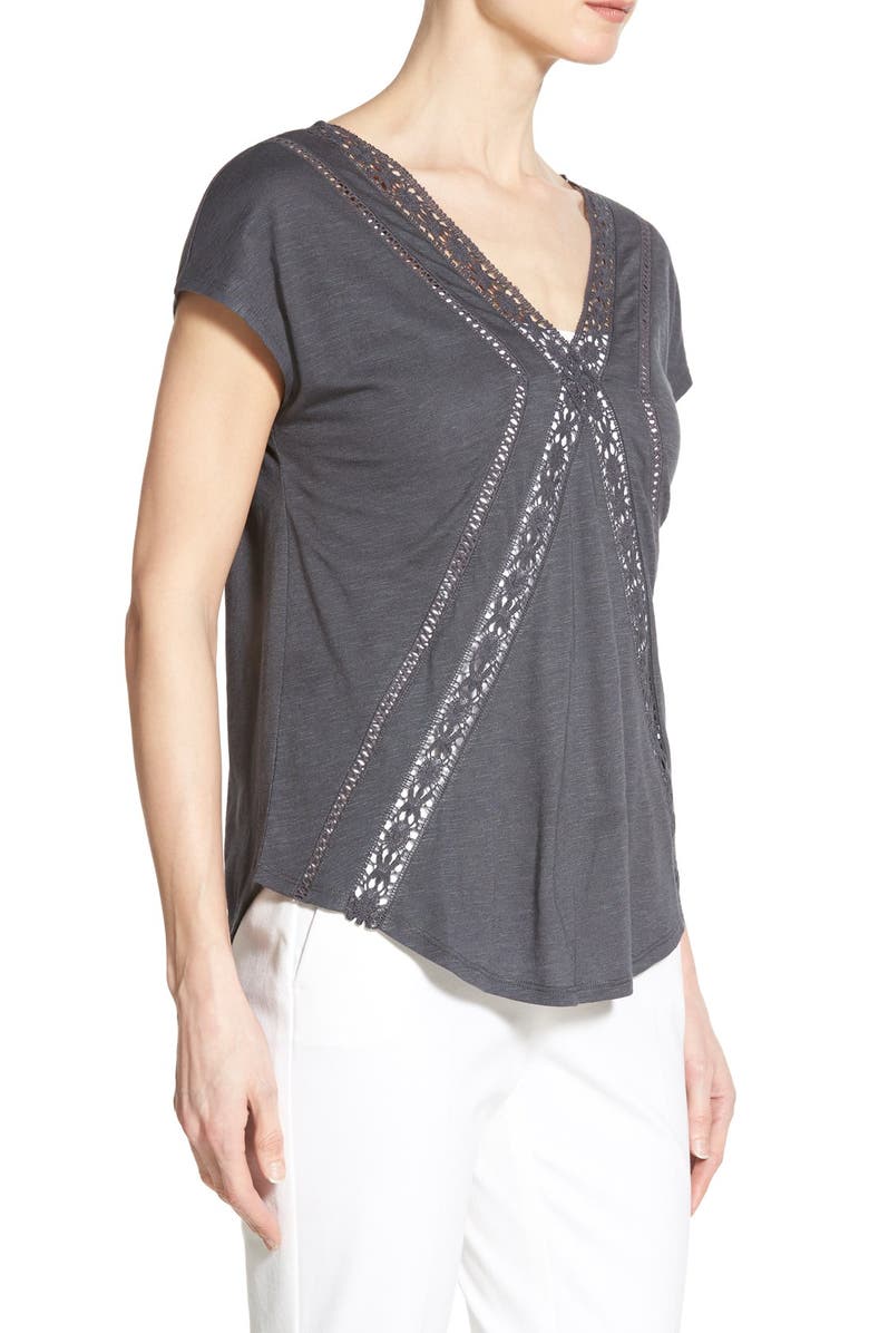 Caslon<sup>®</sup> Lace Trim V-Neck Top, Alternate, color, 