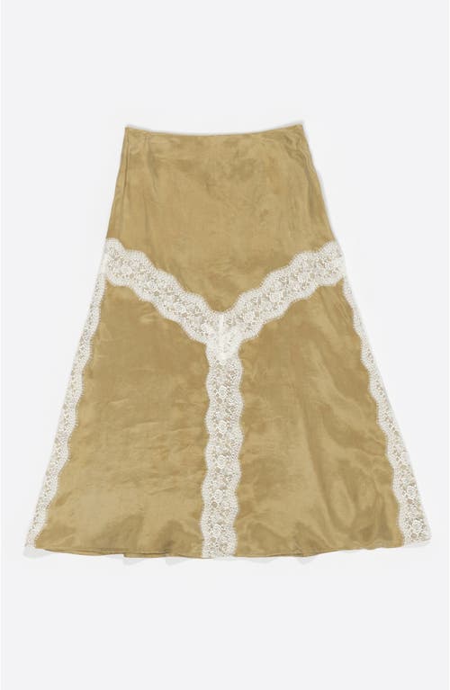 Bimba Y Lola Contrast Lace A-line Skirt In Brown