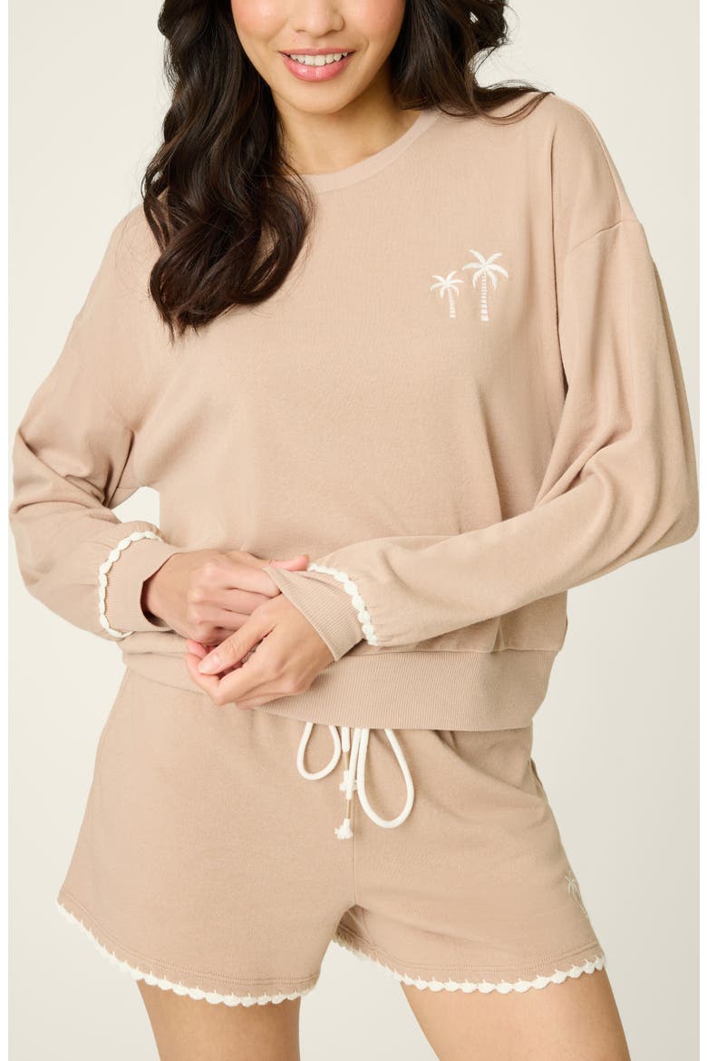 Palms Away Sweatshirt, Main, color, WARM TAUPE