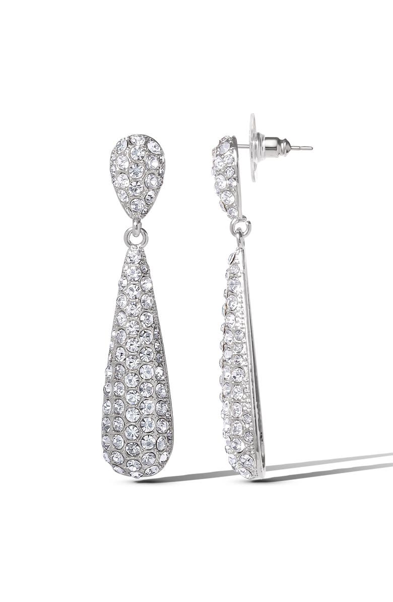 Jessica Simpson Crystal Drop Earrings, Alternate, color, Silver