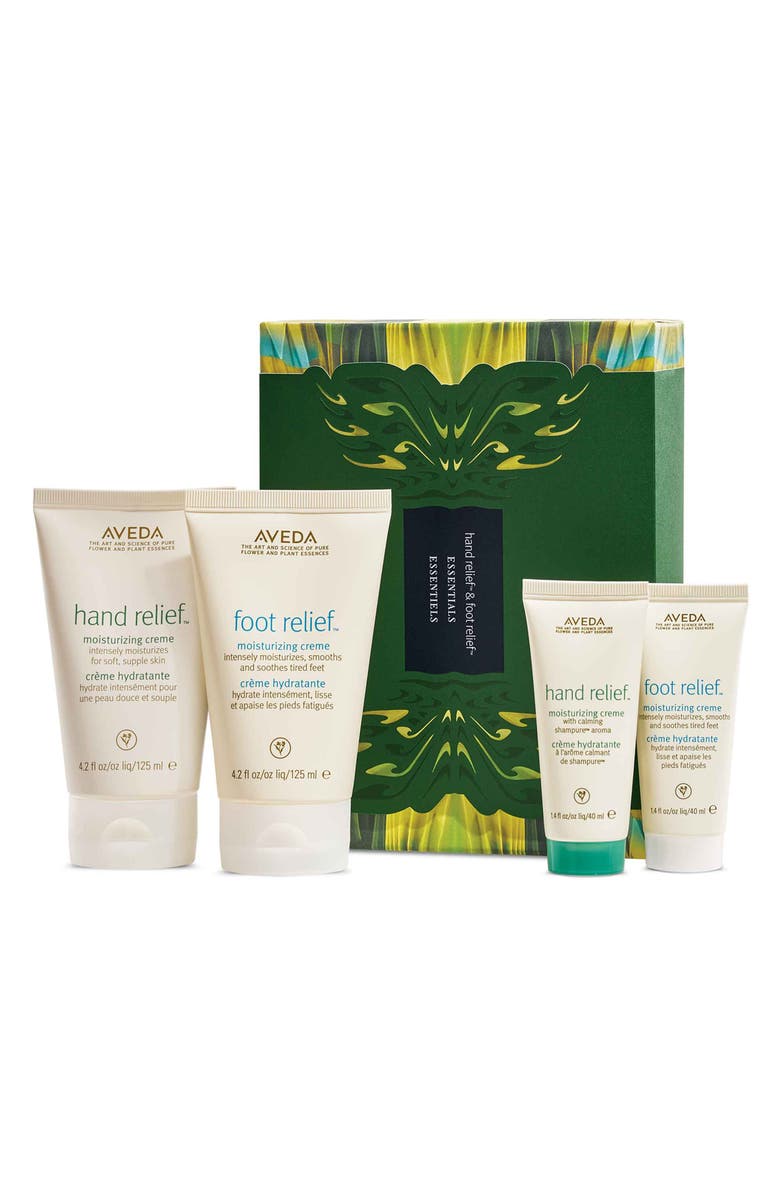 Aveda hand relief<sup>™</sup> & foot relief<sup>™</sup> essentials 4-piece gift set $76 Value, Main, color, 