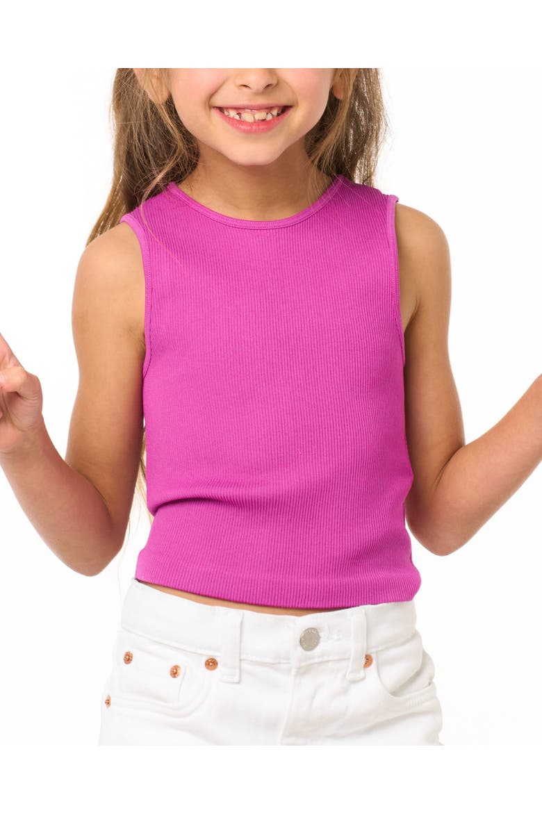 Littles ribbed crop sport tank top, Main, color, Fall Fuchsia