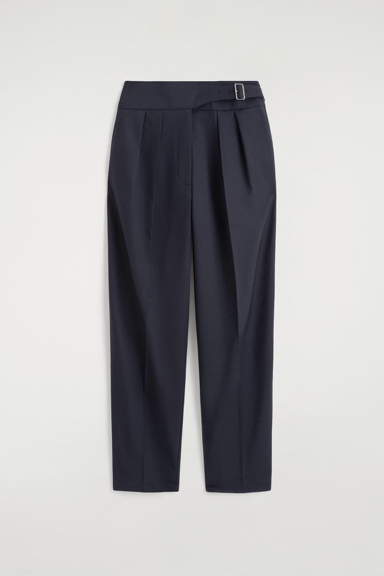 Cummerbund-Waist Barrel-Leg Pants, Alternate, color, NAVY