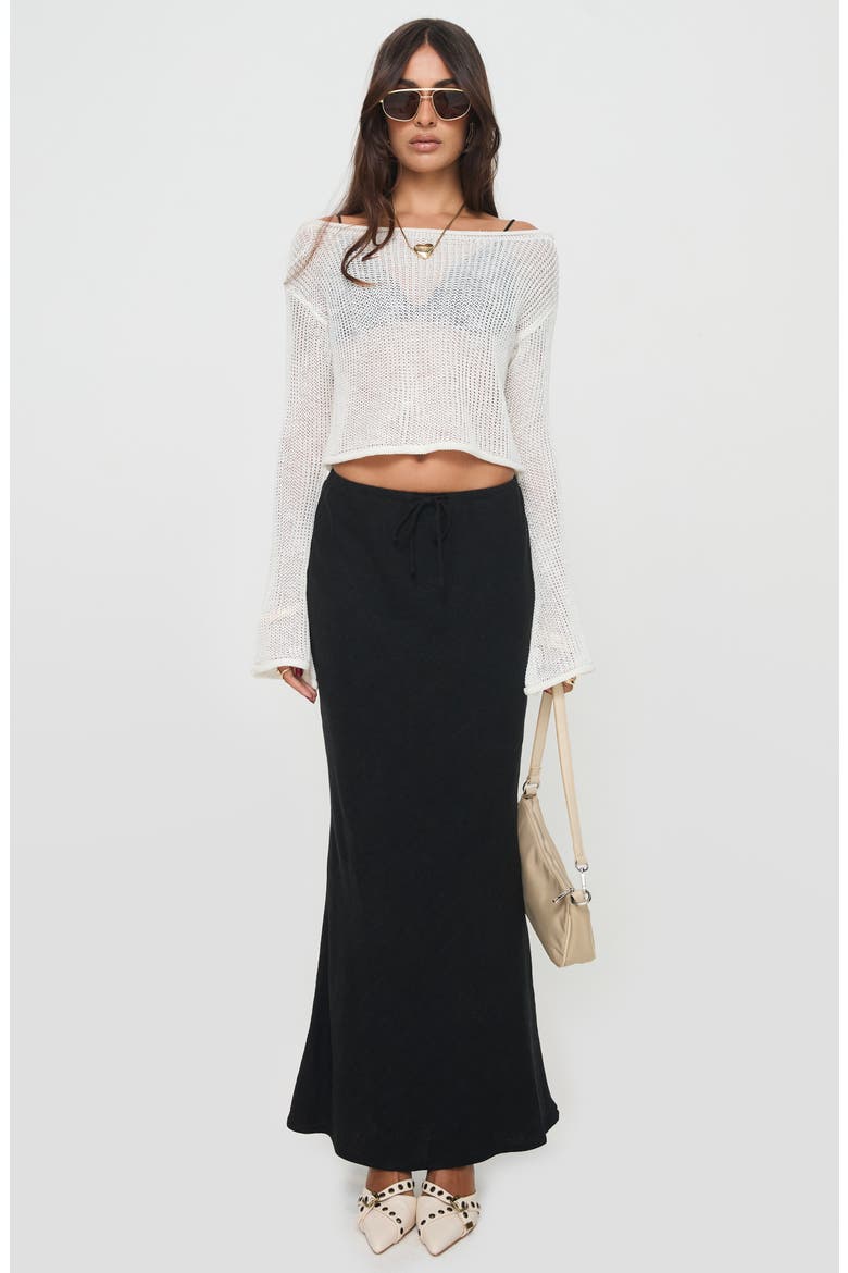 Cafe Pari Open Stitch Off the Shoulder Crop Sweater, Alternate, color, WHITE