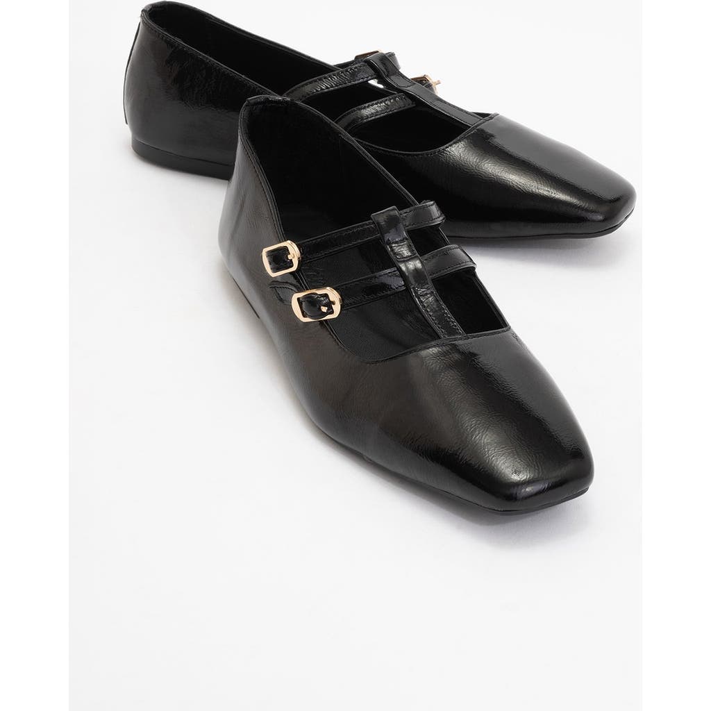Forever & Always Shoes Starling Leather Mary Jane Flats In Black Patent Leather