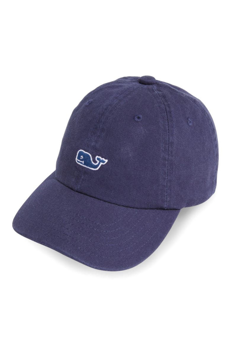 Kids' Embroidered Whale Cotton Baseball Cap, Main, color, 19-4010TCX