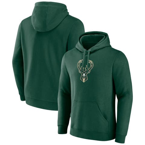 Men's Fanatics Branded  Hunter Green Milwaukee Bucks Primary Logo Pullover Hoodie