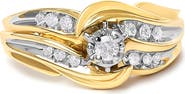 Haus of Brilliance 14K Yellow Gold 1/4 Cttw Round Diamond Wave Motif Bypass Ring