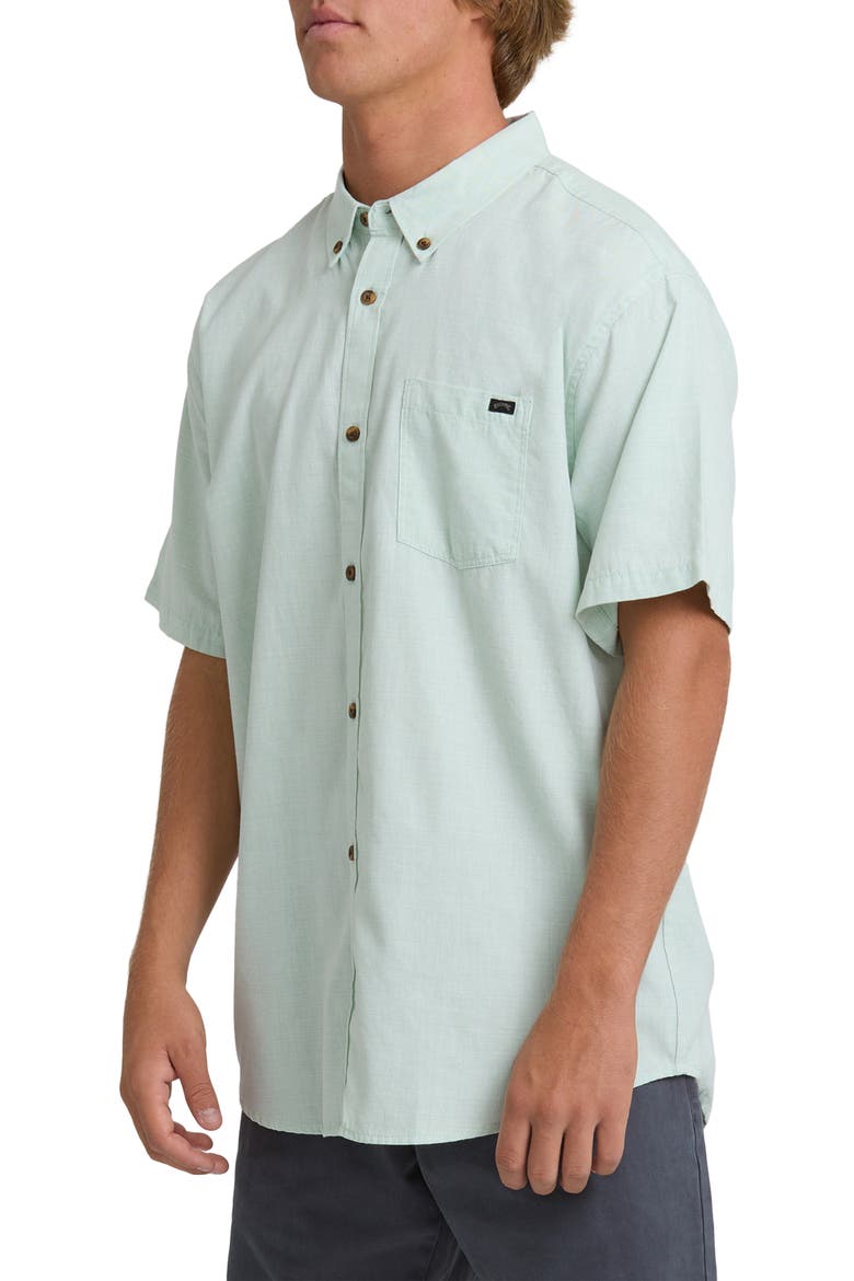 All Day Short Sleeve Button-Down Shirt, Alternate, color, GRANITE GREEN