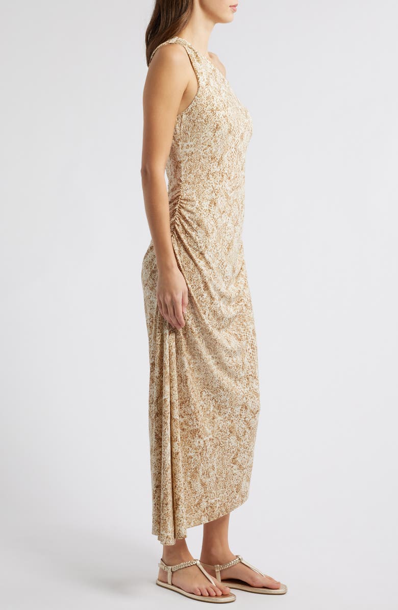 Tommy Bahama Playa Python Print Asymmetric One-Shoulder Midi Dress, Alternate, color, Travertine