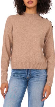 1.STATE Mock Neck Shoulder Button Sweater