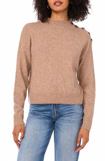 1.STATE Mock Neck Shoulder Button Sweater