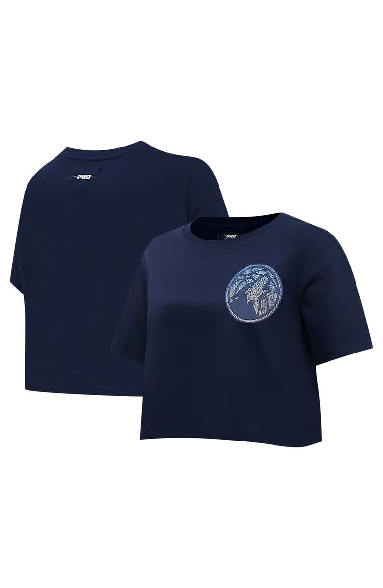 PRO STANDARD Women's Pro Standard Navy Minnesota Timberwolves Jewels Boxy Cropped T-Shirt, Alternate, color,