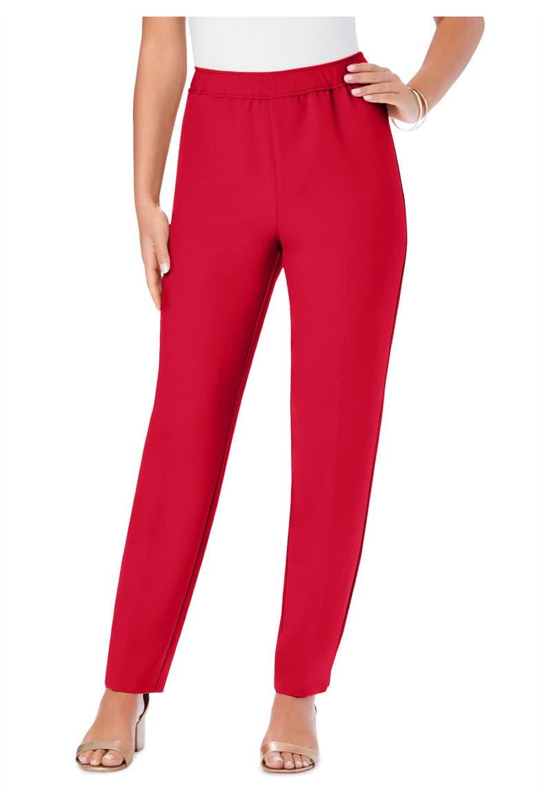 Plus Size Classic Bend Over® Structured Straight Leg Pull On Pant, Main, color, VIVID RED