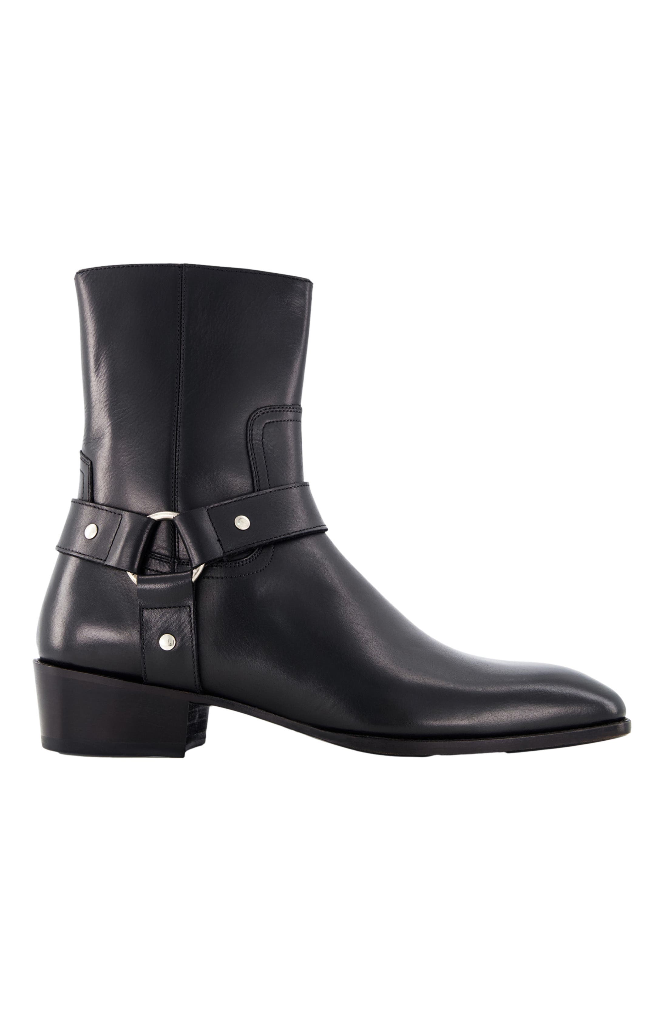 Anthony Veer Sloane Harness Boot, Alternate, color, Obsidian Black Leather