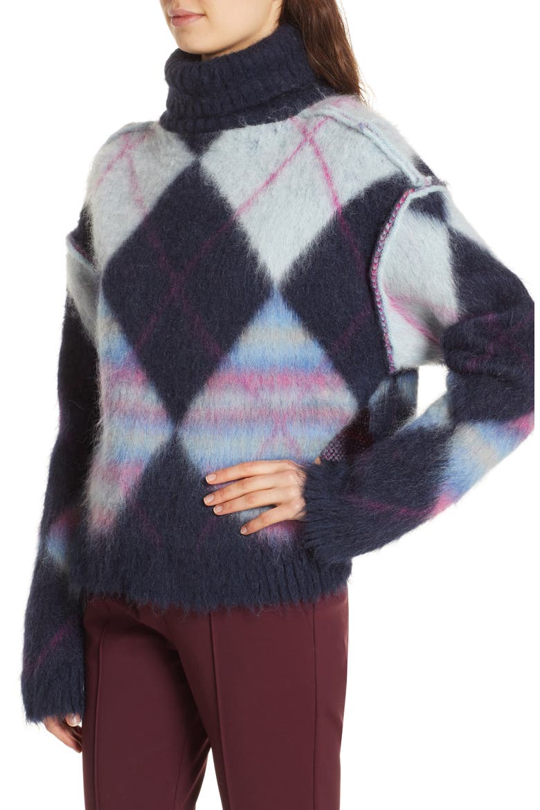 Mohair & Alpaca Blend Turtleneck Sweater, Alternate, color, NEW NAVY