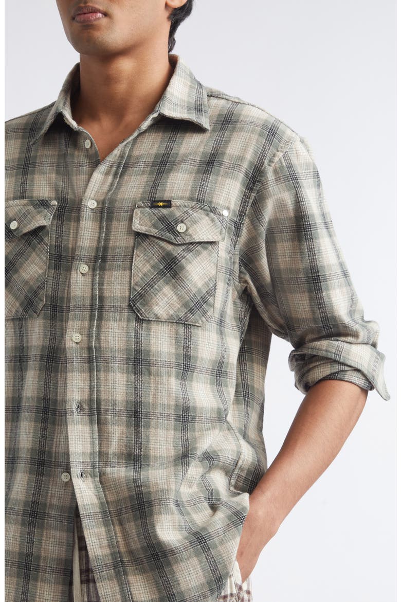 Workshop Plaid Flannel Button-Up Shirt, Alternate, color, SAGE PLAID