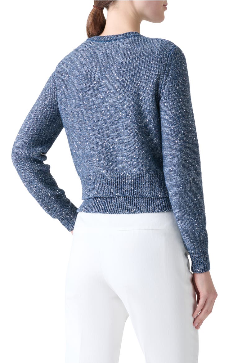 Sequin Knit Linen Blend Cardigan, Alternate, color, GRANITE BLUE
