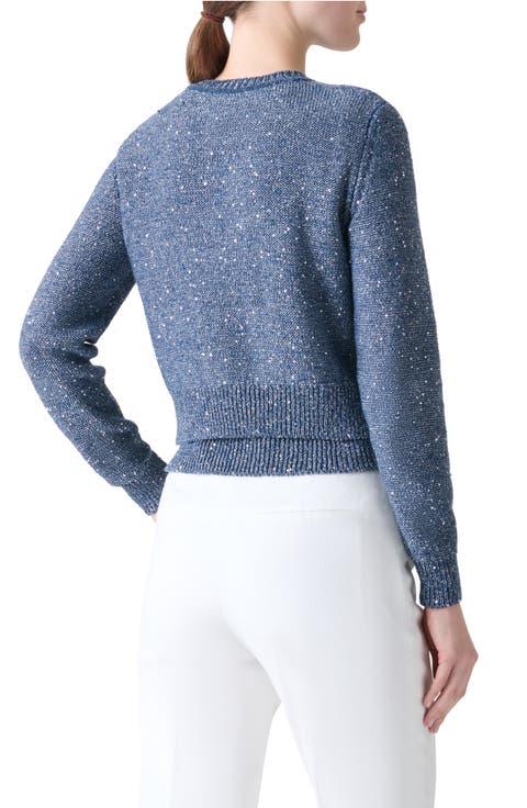 Sequin Knit Linen Blend Cardigan