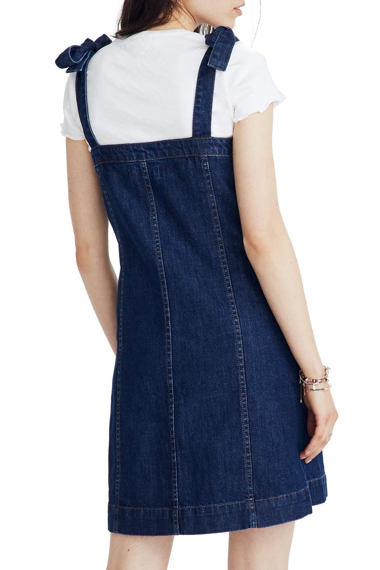 Denim Tie Strap Minidress, Alternate, color, CLAIRETTE WASH