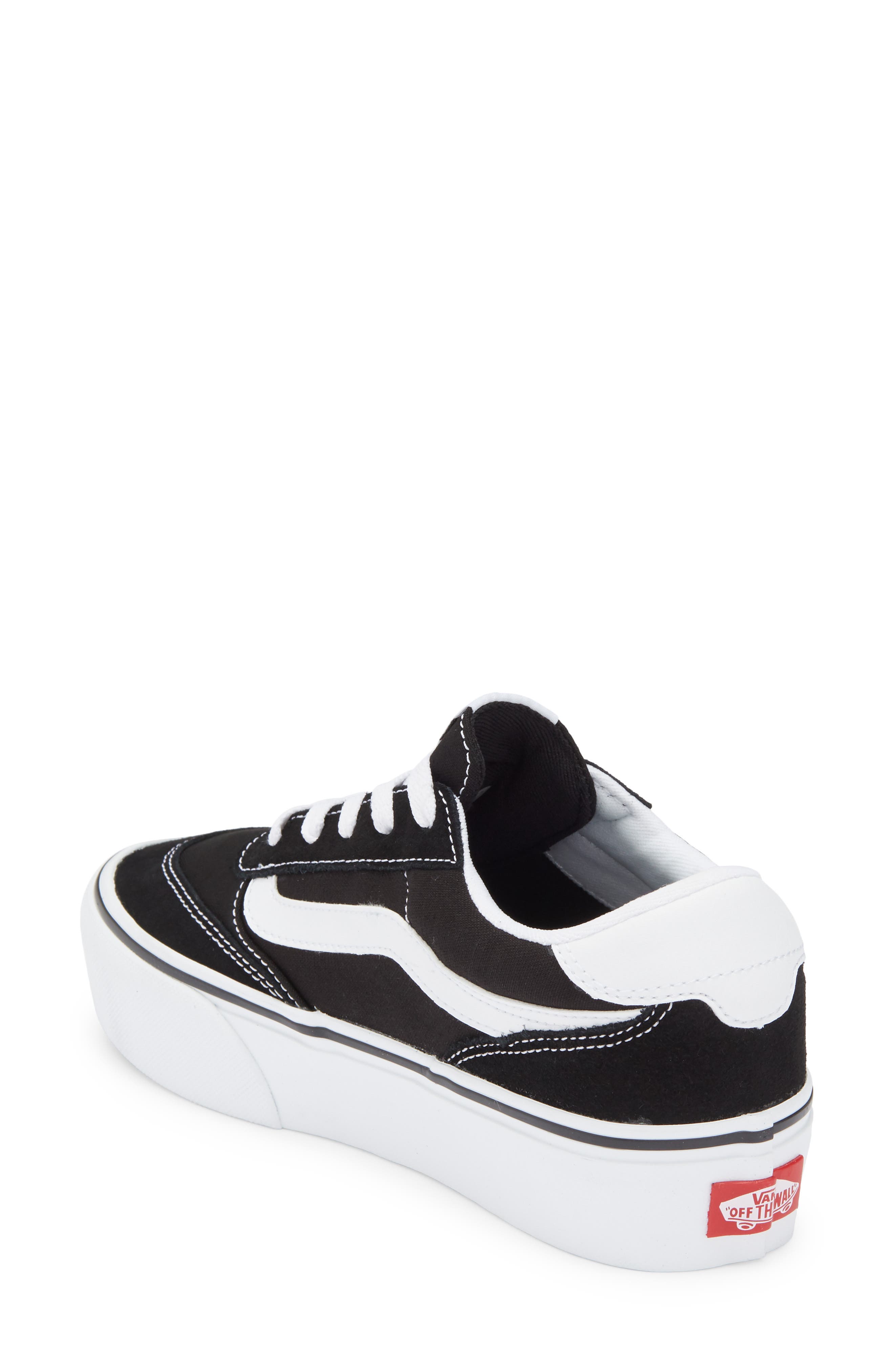 Vans Brooklyn Low Top Platform Sneaker, Alternate, color, Suede/Canvas Black/White