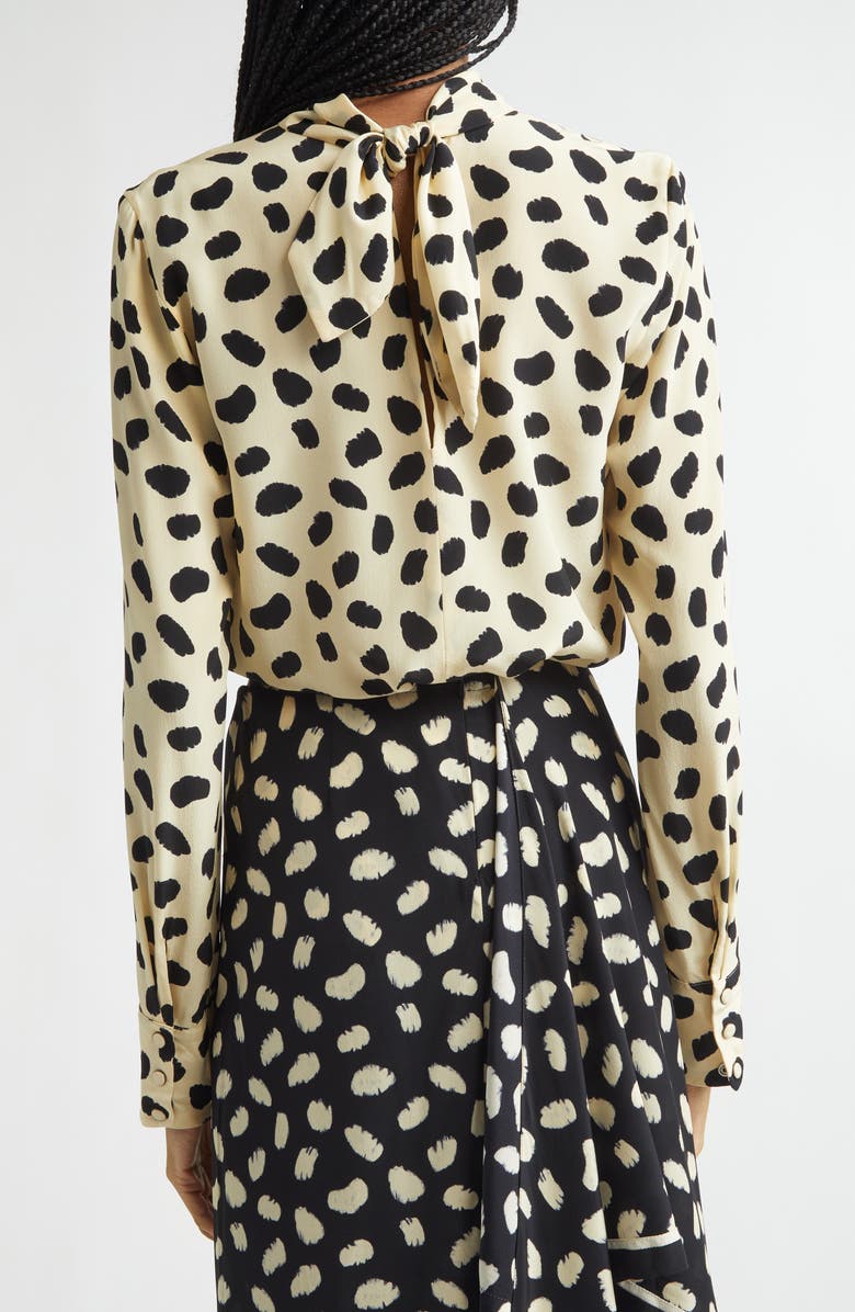 Johanna Ortiz Heavenly Garden Print Silk Top, Alternate, color, Ecru / Black