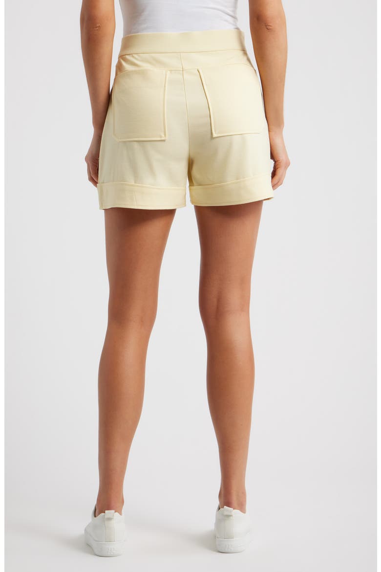 Seamed High Waist A-Line Shorts, Alternate, color, LEMON LUSH