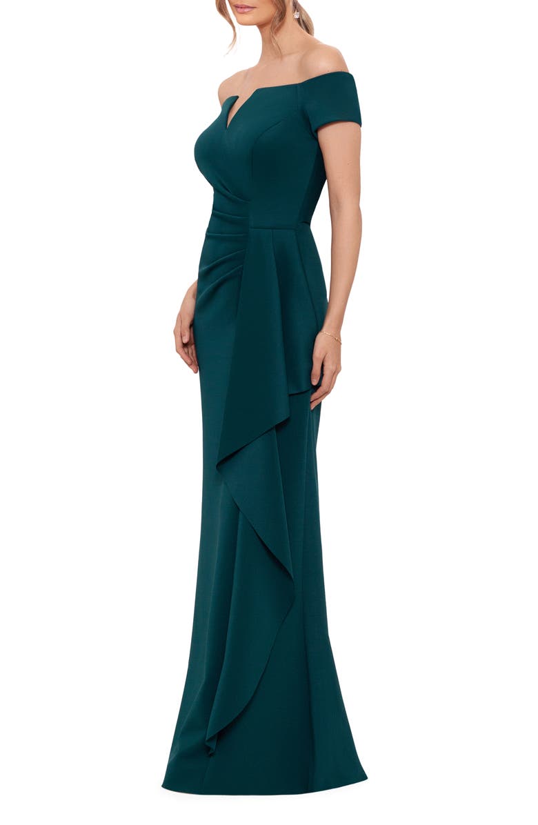 Xscape Evenings Off the Shoulder Scuba Crepe Gown, Alternate, color,