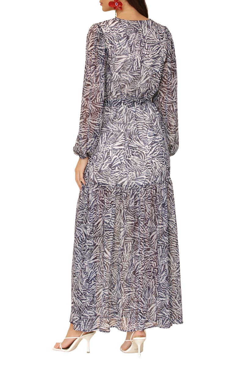 Avec Les Filles Long Sleeve Faux Wrap Dress, Alternate, color, Papillon