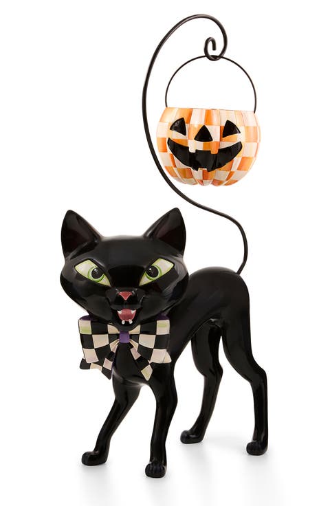 Courtly Cat with Pumpkin Bucket Halloween Decoration