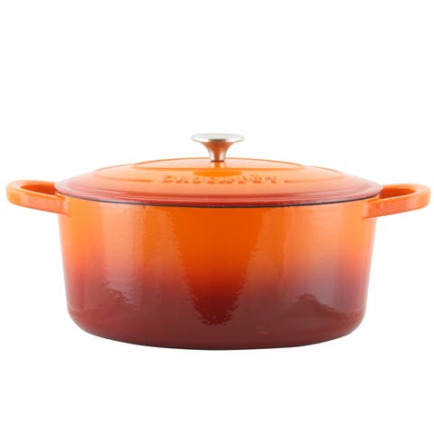 7 Quart Enameled Cast Iron Oval Dutch Oven