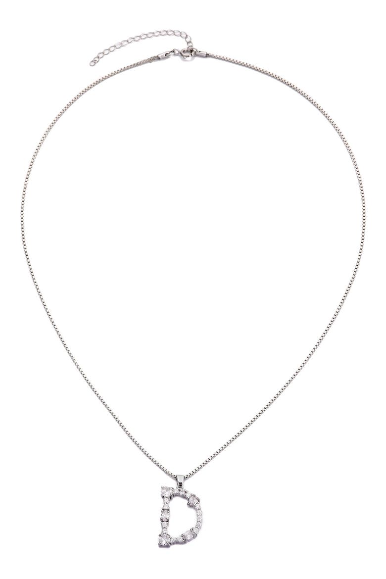 Mixed Crystal Initial Pendant Necklace, Alternate, color, SILVER-D