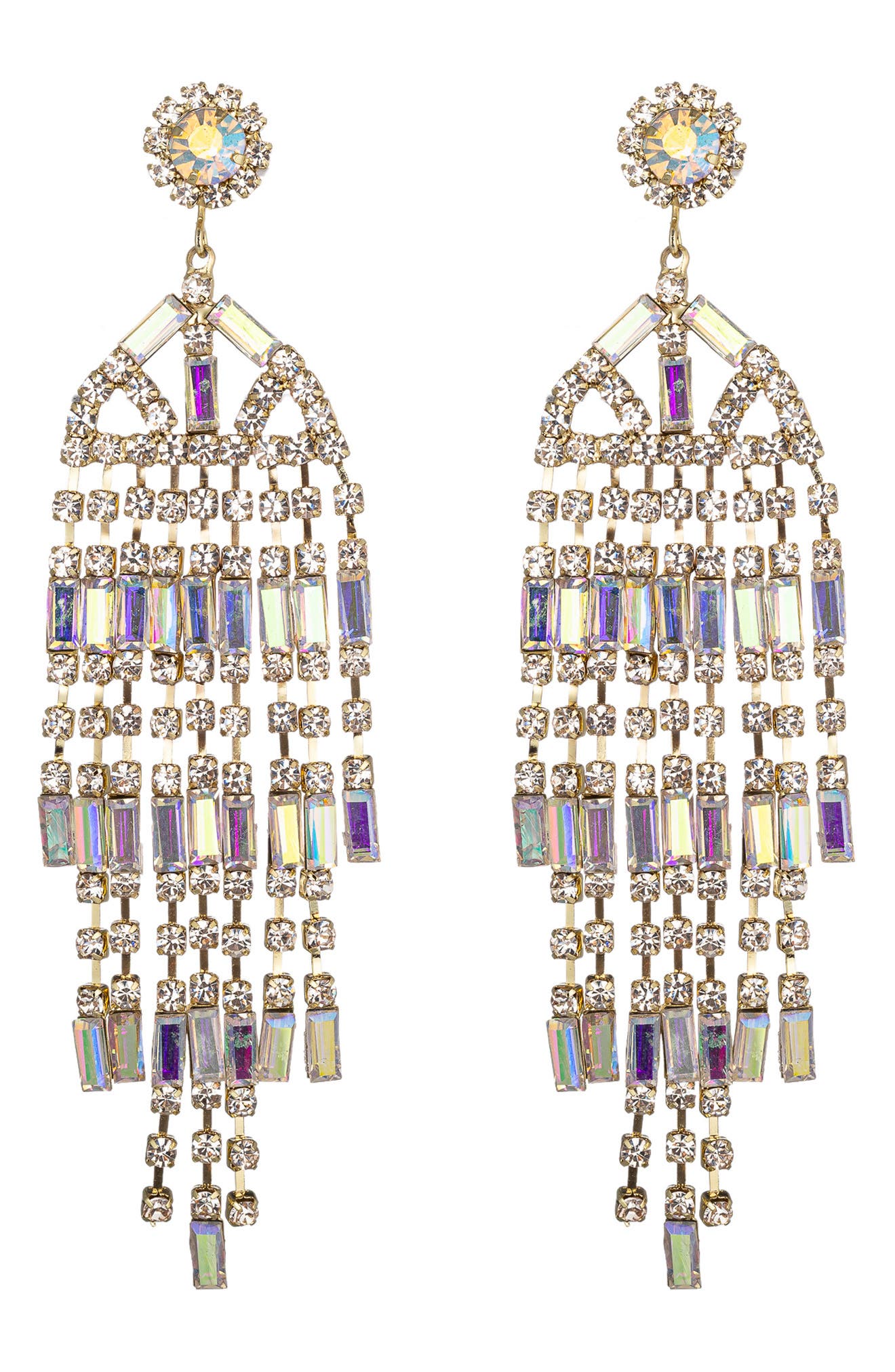 EYE CANDY LOS ANGELES Elena AB Crystal Fringe Drop Earrings