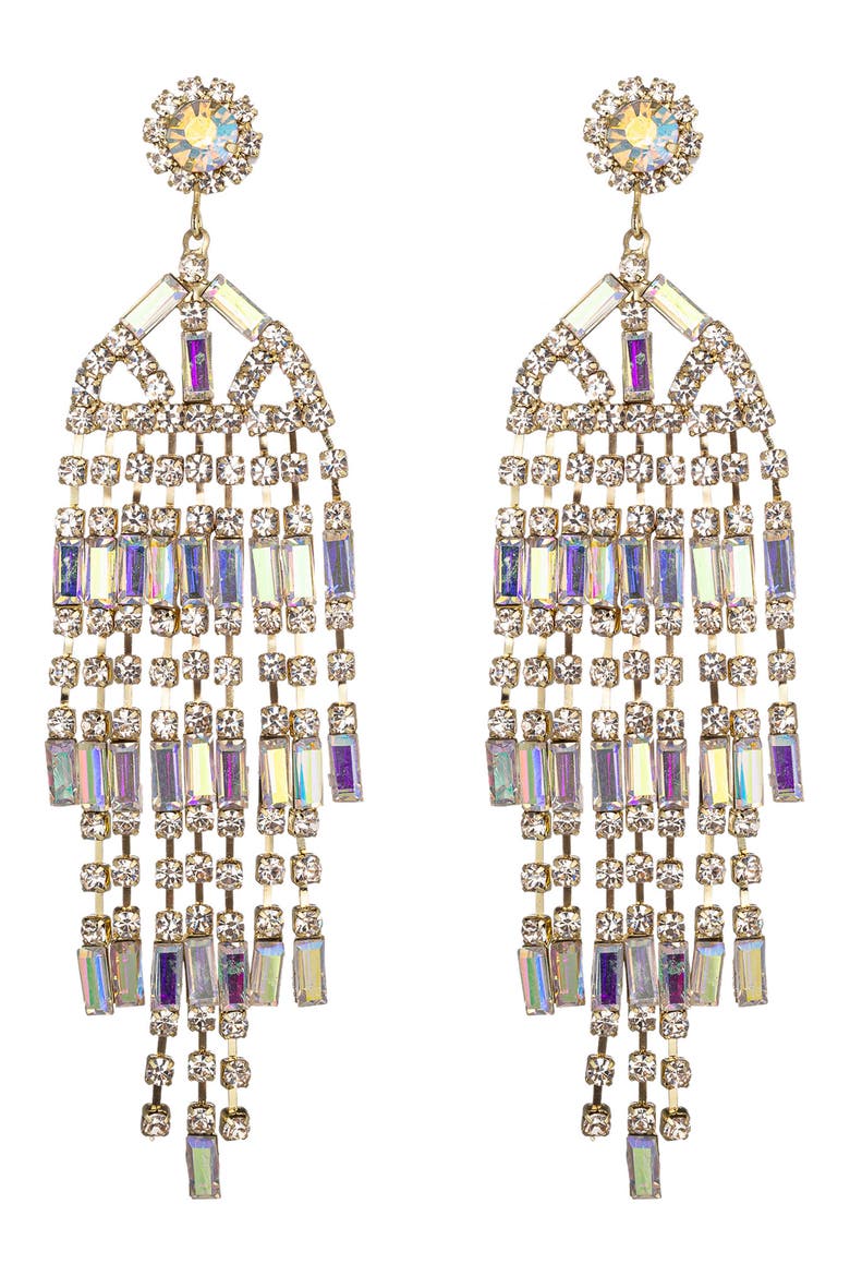 Elena AB Crystal Fringe Drop Earrings, Main, color, GOLD